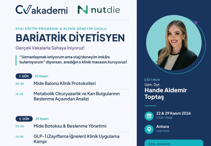 BARİATRİK DİYETİSYEN STAJ EĞİTİM PROGRAMI & KLİNİK DENEYİM OKULU