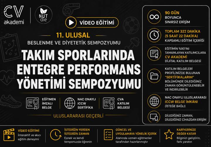 Video Eğitim - 11. Ulusal Beslenme ve Diyetetik Sempozyumu | Takım Sporlarında Entegre Performans Yönetimi